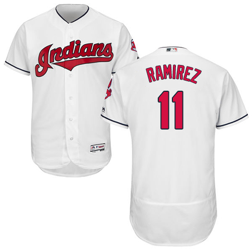 Indians #11 Jose Ramirez White Flexbase Authentic Collection Stitched MLB Jersey - Click Image to Close